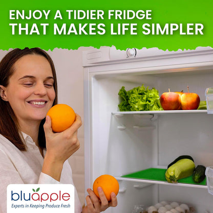 Bluapple FreshMats Fridge Bin Liners, Green, 12x15, Set of 4 Mats