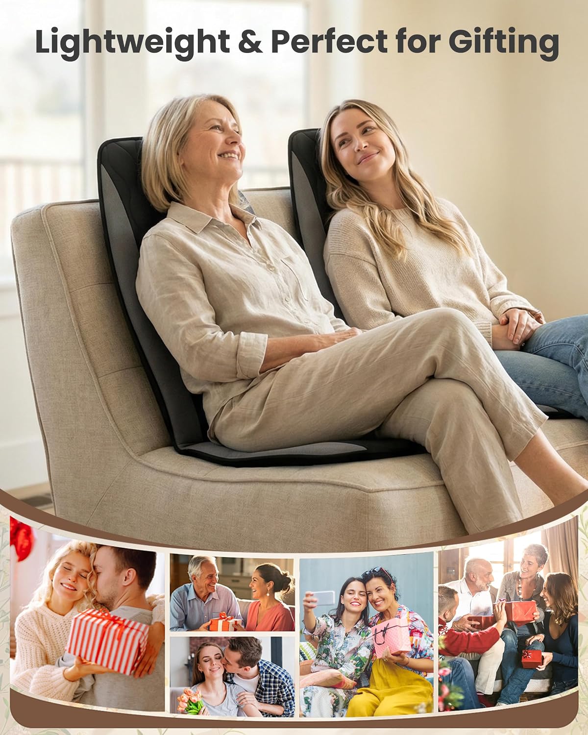 Massage Chair Pad,Back Massager with Heat,Massage Seat Cushion with 10 Vibration Motors,30-60-90 Minutes Heating Options,Chair Massager for Office Chair, Home Office Use, Relaxation Gift