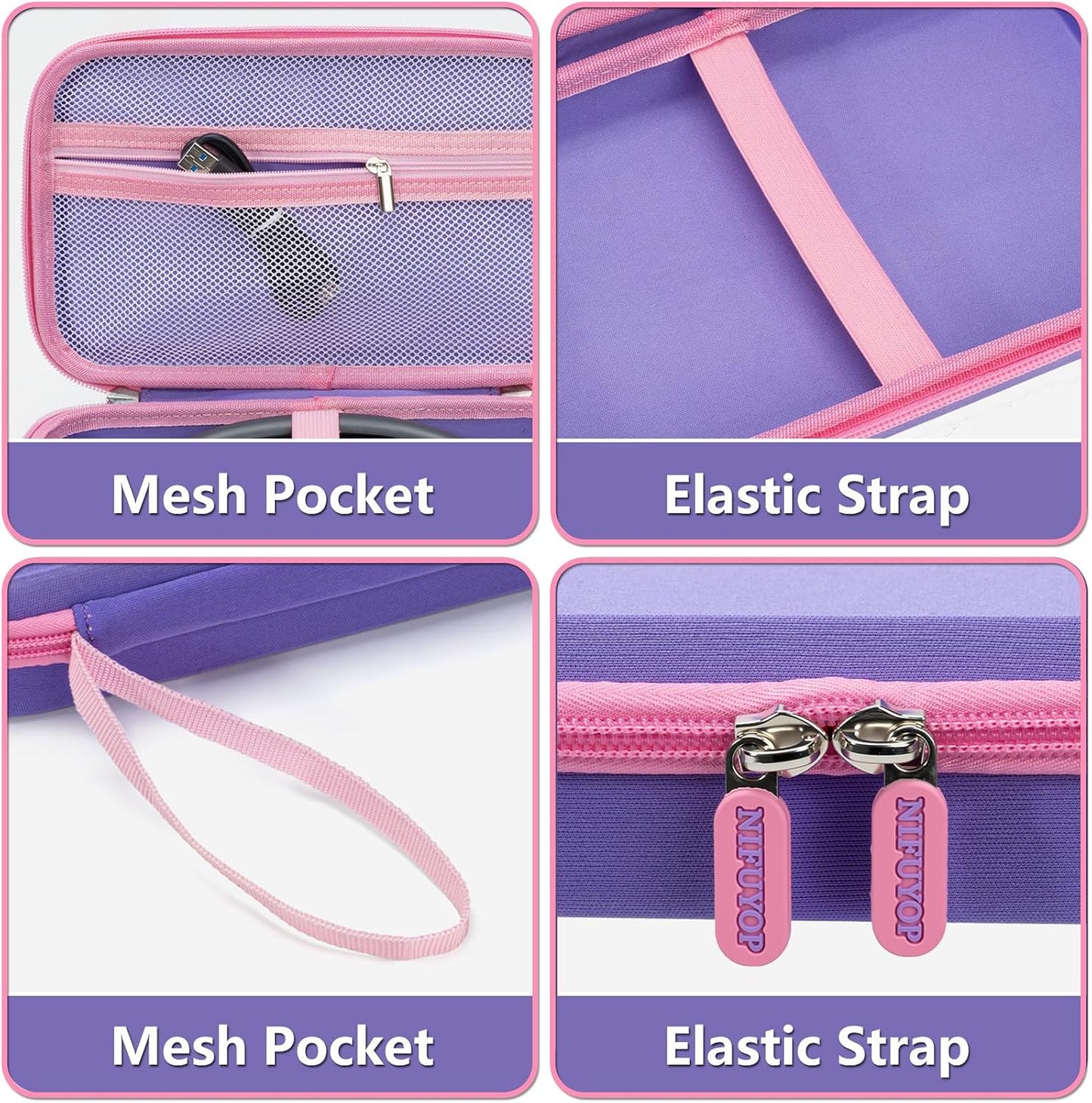 Case for Glocusent Vekkia LITOM LEDGLE TAKKUI TSINGREE Reading Light, Neck Book Light Carrying Box for Reading in Bed, LED Booklight Storage with Pocket for USB Cable (Case Only)- Purple