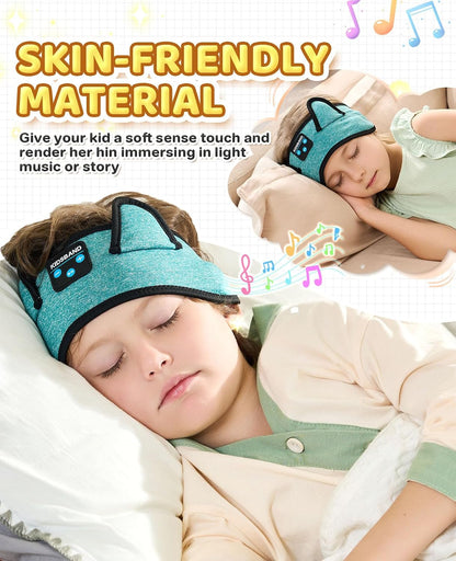 KIDSBAND Kids Bluetooth Headphones, Sleep Headband [Wireless & Wired Playback 2in1] Foldable Headphones for School/Travel/Tablet/Sleep