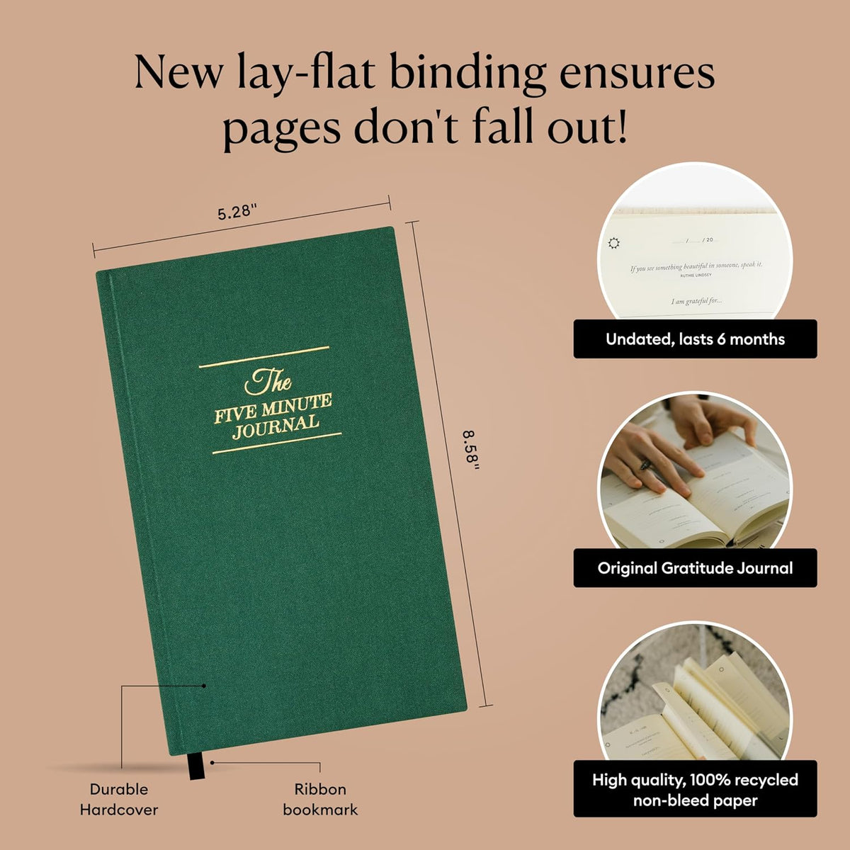 Intelligent Change The Five Minute Journal - Original Daily Gratitude Journal for Women & Men - Mindfulness, Happiness & Daily Reflection - Undated Planner - Affirmation Journal - Gifts for Women