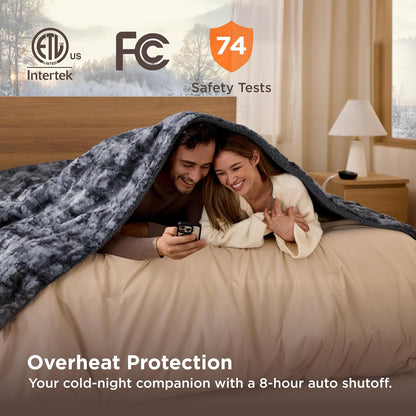 Bedsure Heated Blanket Throw Blanket with Preheat Function - Fast Heating Electric Blanket, Soft Flannel Throw with 6 Time Settings(Up to 10H), 6 Heating Settings, Gifts for Grandma (50"x60", Grey)
