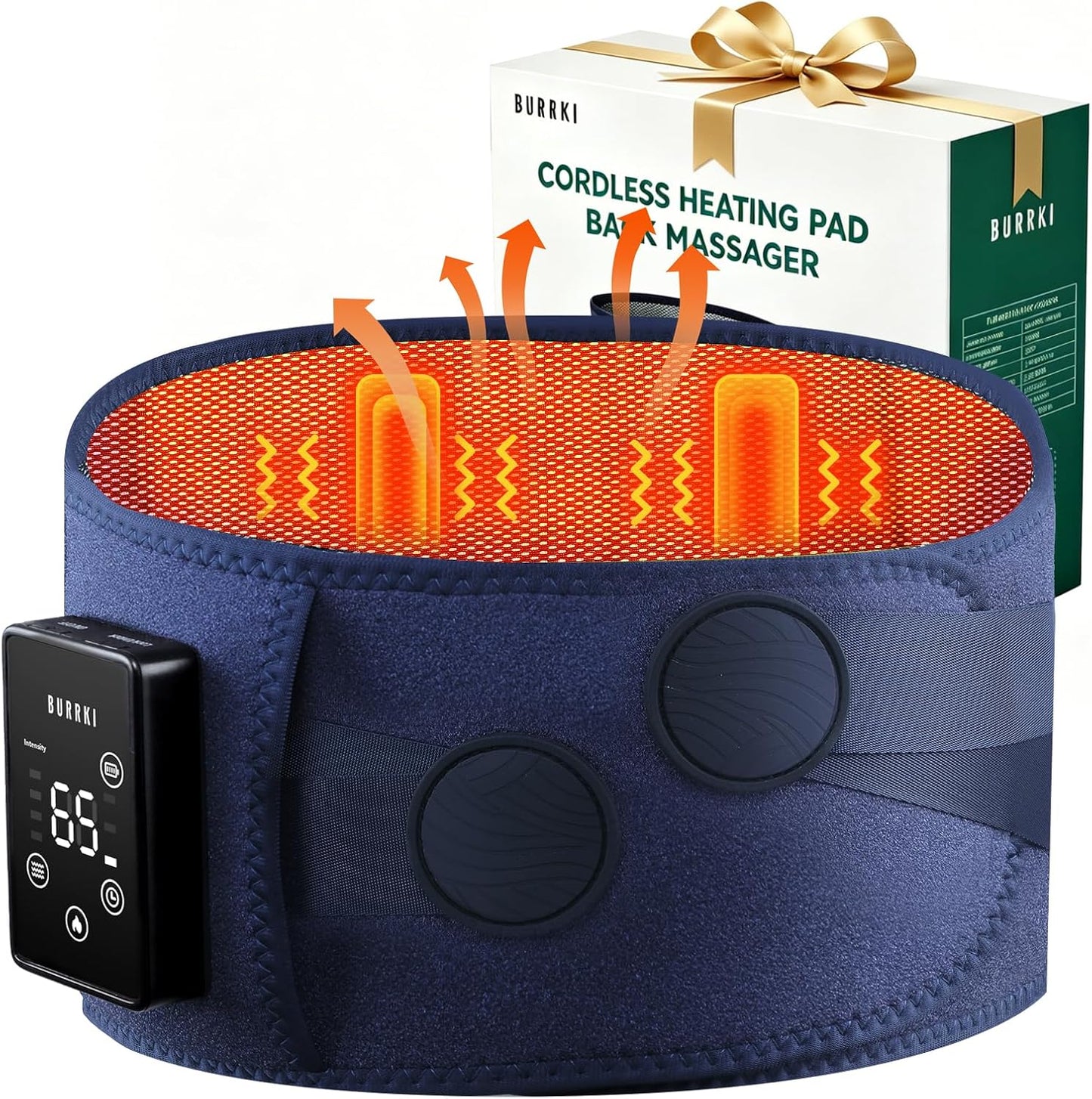 Cordless Heating Pad for Back, 2-in-1 Wired & Wireless Lower Back Massager with Heat, Rechargeable Wearable Heating Pad for Back Pain Relief Sciatica Lumbar Gifts for Father Men Women Mom