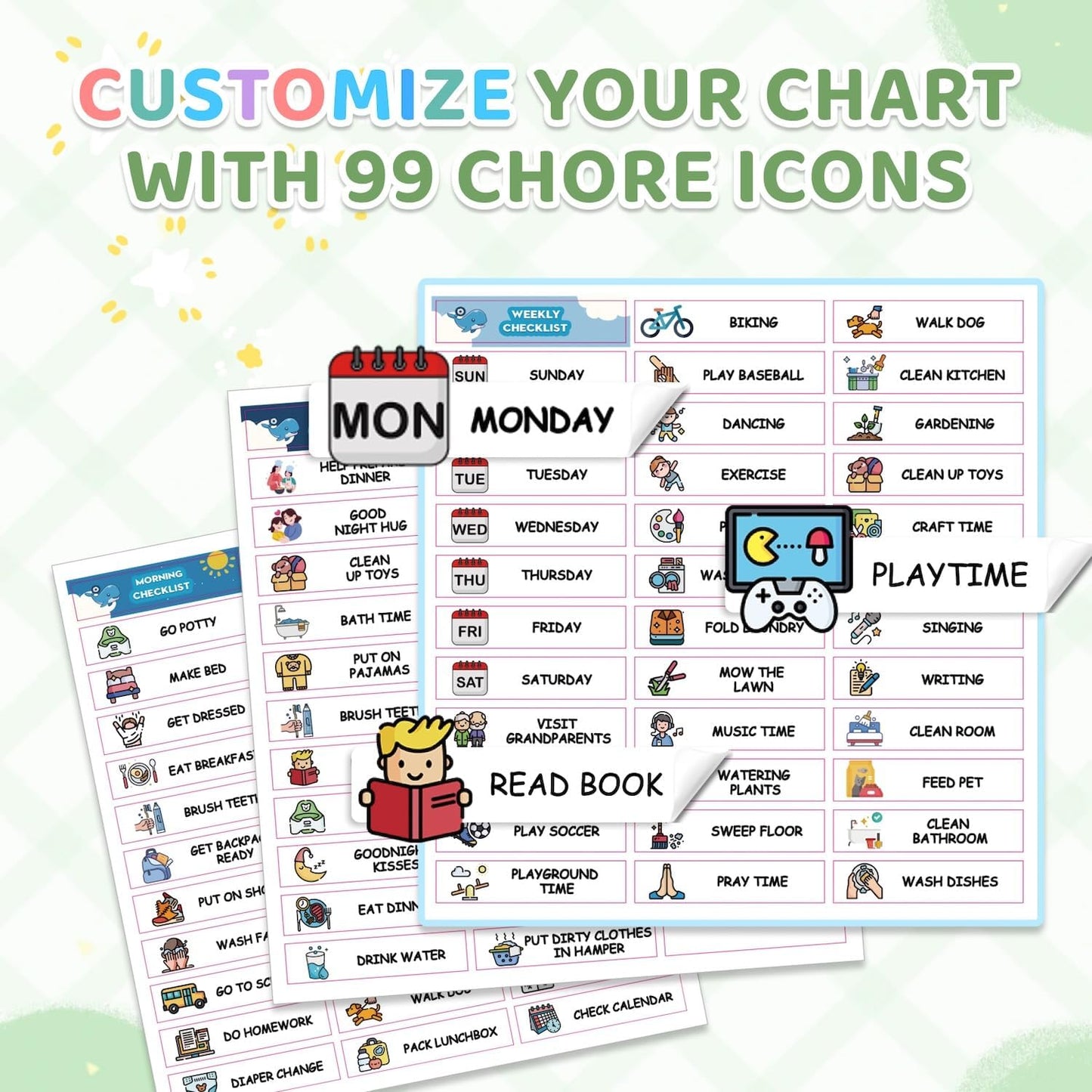 2 in 1 Upgraded Slider Morning/Bedtime Routine Chart for Kids Toddlers - Magnetic Kids Chore Chart for 2 Kids, Dry Erase Chore Chart for Kids, Visual Schedule for Kids with Cute Chore Stickers