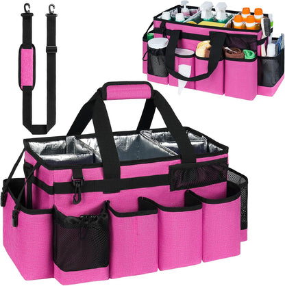 Cleaning Caddy Bag, Extra Large Cleaning Supply Bag for Housekeepers,Black | Sturdy Cleaning Caddy Organizer for Cleaning Supplies with Handle and Adjustable Shouder Strap, Easy to Clean Design