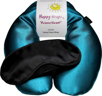 Microwavable Herbal Neck Wrap - Hot Cold Aromatherapy Neck Warming Pillow - Heating Pad for Migraines, Stress, Gifts for Women, Birthdays, Christmas and Free Sleep Mask - Purple Cotton