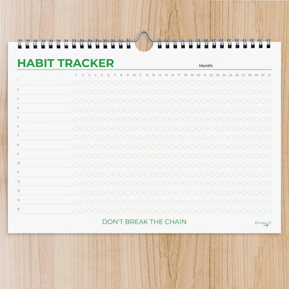 Hadigu Habit Tracker Calendar (Undated 12 Month) Colorful Motivational Design, Spiral Bound and Hanger, A4 Size (8,3"x11.7") Quality Heavy Paper, Monthly Habit Tracker Journal, Goal Tracker, Workout