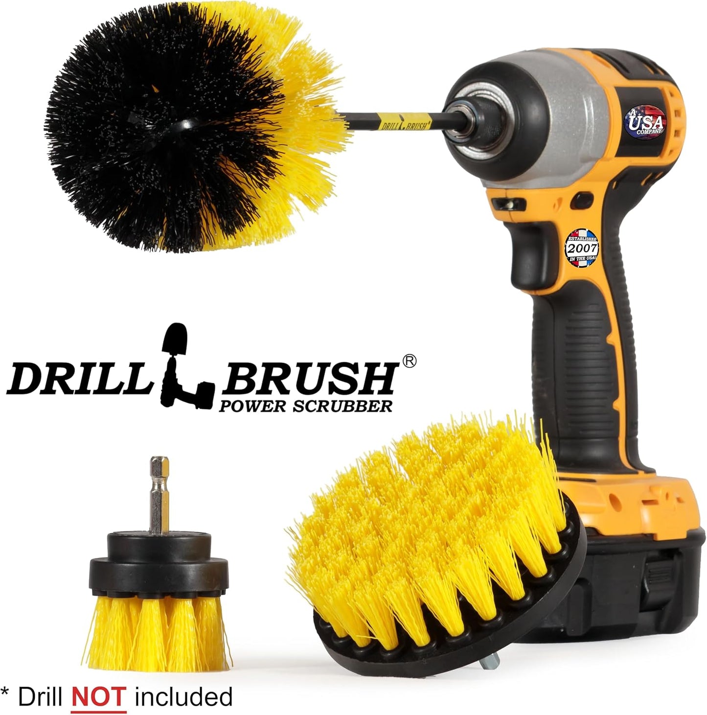 Drillbrush Shower Scrubber Drill Attachment - Car Detailing Tools - | Dishwasher Safe Drill Brush Scrubber For Cleaning Tubs, Sinks, Tile, Grout, Flooring, Carpet, Leather, Seats, Boats,
