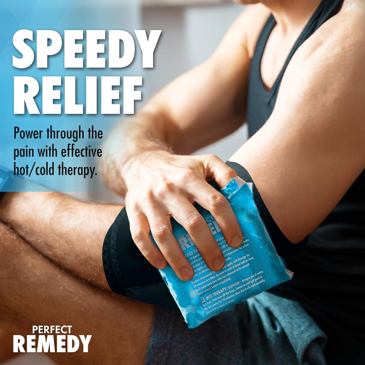 Perfect Remedy Gel Ice Packs for Injuries with Strap Cover, Flexible Hot Cold Compress, Soothing Soft Ice Packs for aid in Injuries Conditions, Alternative to Hot Water Bottles (Blue, Regular)