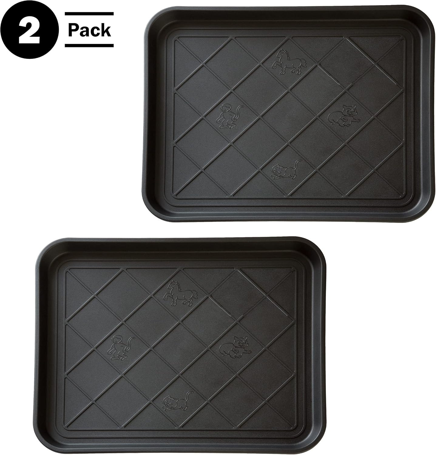 All-Weather Boot Tray - Water-Resistant Plastic Mud Pan, Pet Food Tray, and Outdoor or Indoor Shoe Mat for Entryway by Stalwart (Black)