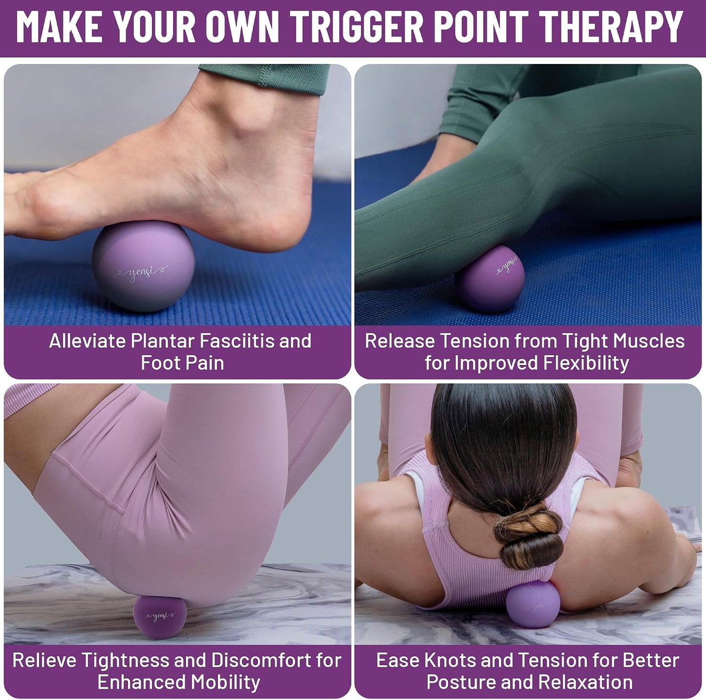 Silicone Massage Lacrosse Balls for Trigger Point Therapy, Muscle Knots, and Physical Therapy. Set of 2 Balls with Carrying Bag. Latex-Free. Ideal for Deep Tissue Massage and Myofascial Release