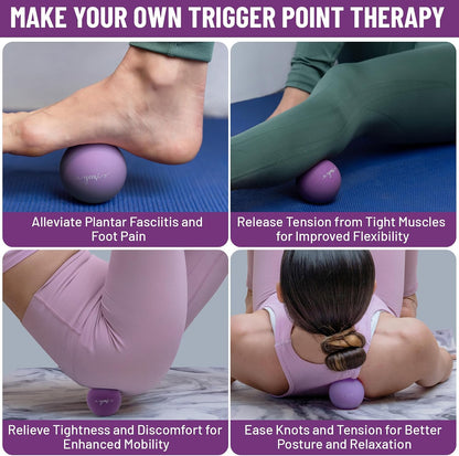Silicone Massage Lacrosse Balls for Trigger Point Therapy, Muscle Knots, and Physical Therapy. Set of 2 Balls with Carrying Bag. Latex-Free. Ideal for Deep Tissue Massage and Myofascial Release