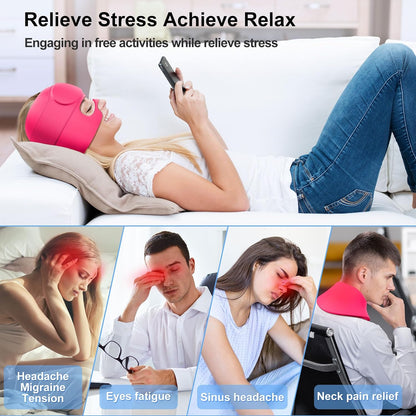2 in 1 Migraine Relief Cap with Gel Eye Mask, Headache Relief Cap Ice Head Wrap Hot and Cold Therapy Hat Gift for Women for Headache Puffy Eyes Sinus and Tension Stress Relief (Light Purple)