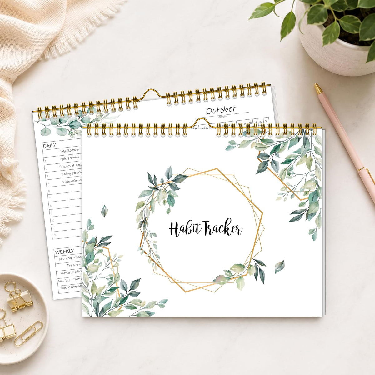Habit Tracker Calendar Undated for Daily, Weekly & Monthly, 7.5" x 10"