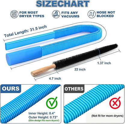 Upgraded Dryer Vent Cleaner: Universal Vacuum Hose Attachment Fits All Vacuums Cleaner, Deep Cleaning Tools for Clogged Ducts & Lint Removal