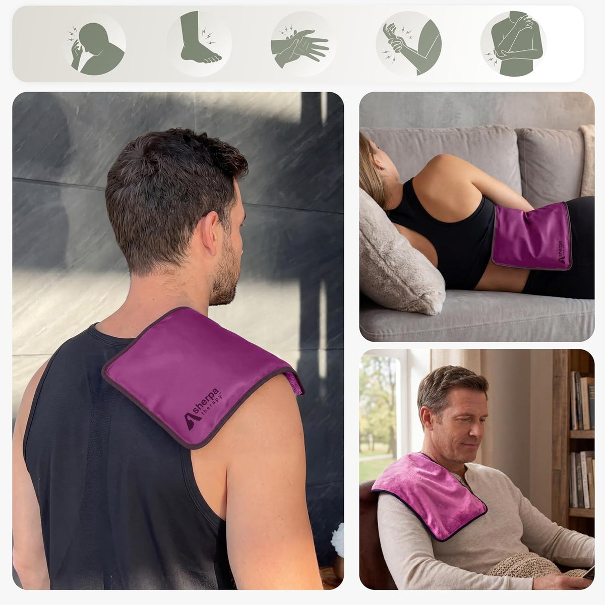Medium Flexible Gel Ice Packs Reusable - Hot and Cold Soft Ice Packs for Injuries Reusable for Ankle, Arm, Foot, Leg, Back Pain Relief - 8" x 12" - Purple