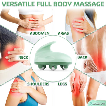 Handheld Lymphatic Drainage Massager - May Reduce Appearance of Cellulite | Cozlow manual massage tool w/ 7 rolling balls, helps support lymph system care, promotes healthy circulation & smoother skin
