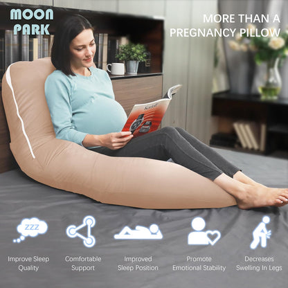 MOON PARK Pregnancy Pillows for Sleeping - 57 Inch U Shaped Full Body Maternity Pillow with Removable Cover - Support for Back, Legs, Belly, Hips - Pregnancy Pillow for Women - Grey