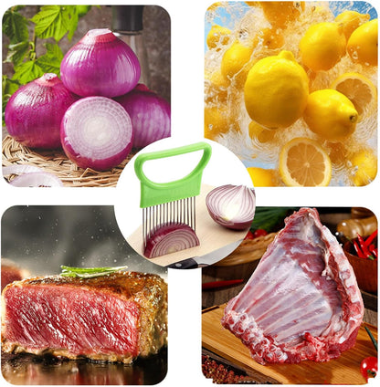 YVPSI 2pcs Onion Slicer Holder Stainless Steel Onion Holder for Slicing | Onion Cutter Lemon Slicer Vegetable Chopper Tomato Potato Onion Slicer Food Slicer Assistant Tool for Fruit Meat