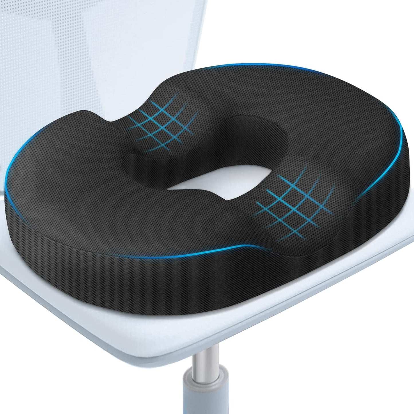 BlissTrends Donut Pillow Seat Cushion, Memory Foam Lifting Cushions(Black) | Donut Chair Cushions for Postpartum Pregnancy & Hemorrhoids,Tailbone Pain Relief Cushion for Office&Home Chairs