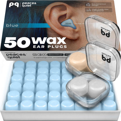 PQ Silicone Gel Ear Plugs for Sleeping and Swimming - 50 Noise Cancelling Earplugs, Ear Protection with Sound Blocking Level 32Db, Soft Wax Pillows (50 Pillows), Color: White