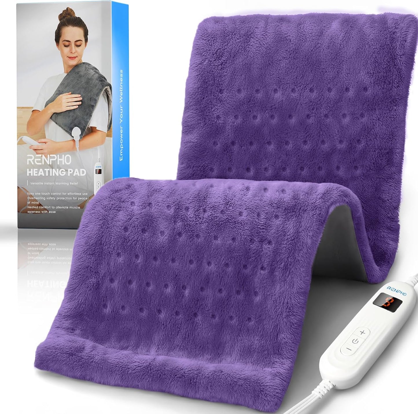 RENPHO Electric Heating Pad for Back with 10 Heat Levels, FSA Eligible HSA | Fit for Neck, Shoulder, Knee, Arm & Leg, Birthday Gift for Women, Men, Mom & Dad, HSA Approved, ETL Certified, 12 x 24", Gray