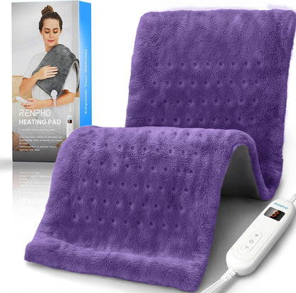 RENPHO Electric Heating Pad for Back with 10 Heat Levels, FSA Eligible HSA | Fit for Neck, Shoulder, Knee, Arm & Leg, Birthday Gift for Women, Men, Mom & Dad, HSA Approved, ETL Certified, 12 x 24", Gray