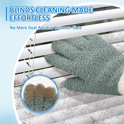 MIG4U Microfiber Dusting Gloves House Cleaning Glove for Blinds, Windows, Shutters, Furniture, and Car, Reusable Lint-Free Blue 1 Pair S/M