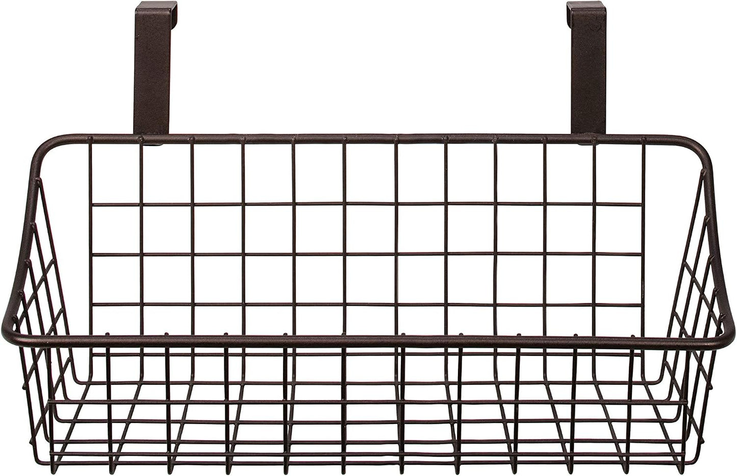 Spectrum Hanging Baskets for Organizing (Large, Satin Nickel) - Grid Over the Cabinet Wire Basket for Kitchen or Bathroom - Door Hanging Storage Organizer for Cleaning Supplies, Washcloths, & Towels