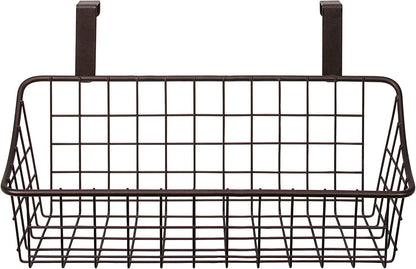 Spectrum Hanging Baskets for Organizing (Large, Satin Nickel) - Grid Over the Cabinet Wire Basket for Kitchen or Bathroom - Door Hanging Storage Organizer for Cleaning Supplies, Washcloths, & Towels