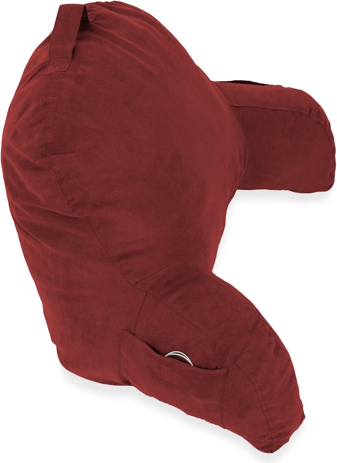 Deluxe Comfort Microsuede Bed Rest - Reading and Bedrest Lounger - Sitting Supprt Pillow - Soft But Firmly Stuffed Fiberfill - Backrest Pillow With Arms, Light Purple