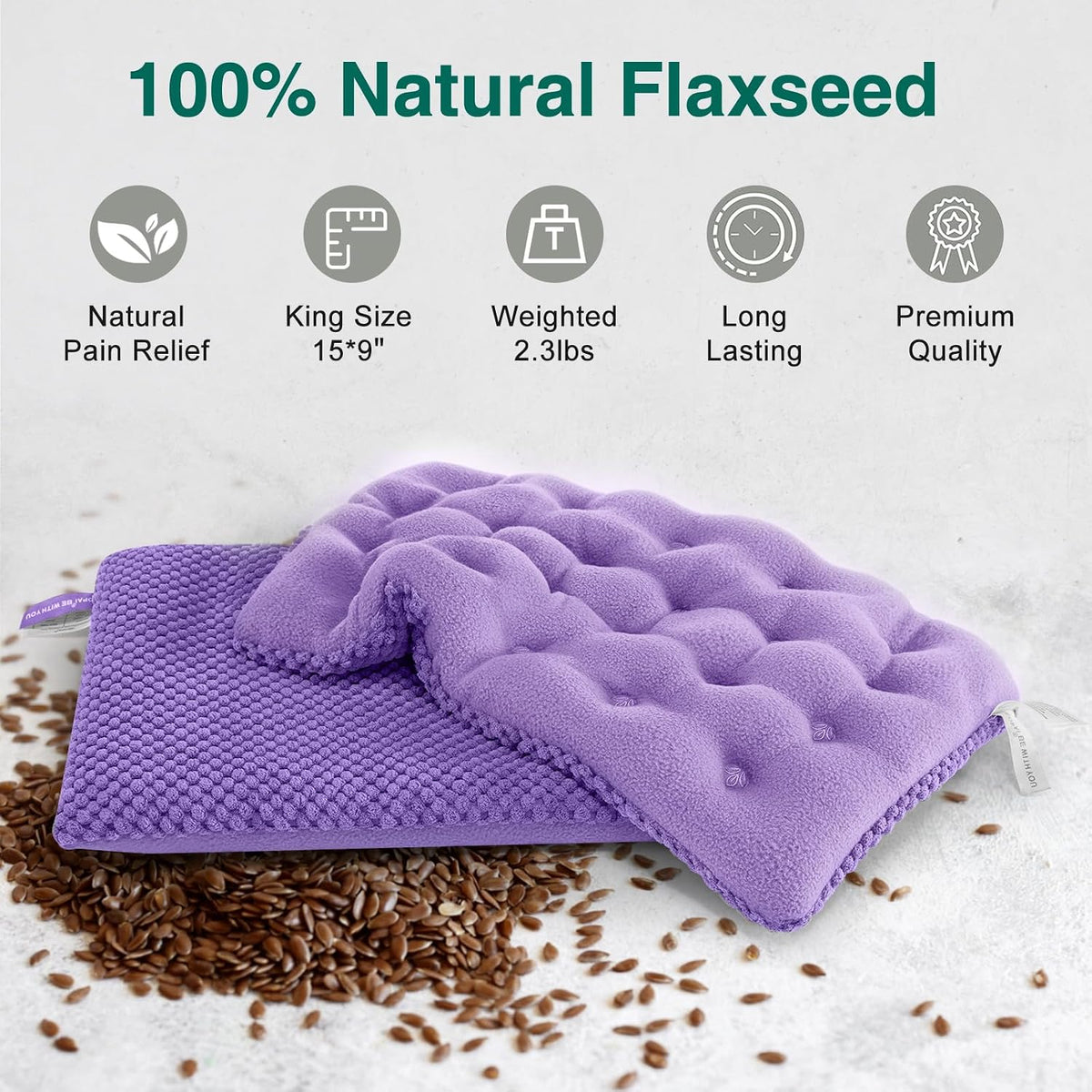 Microwavable Heating Pads 15 * 9", Weighted Moist Microwave Heat Pad for Cramps Neck Shoulder, Back Pain Relief, Warm Compress Rice Bean Bag Hot Pack for Muscles Ache, Joints, Unscented