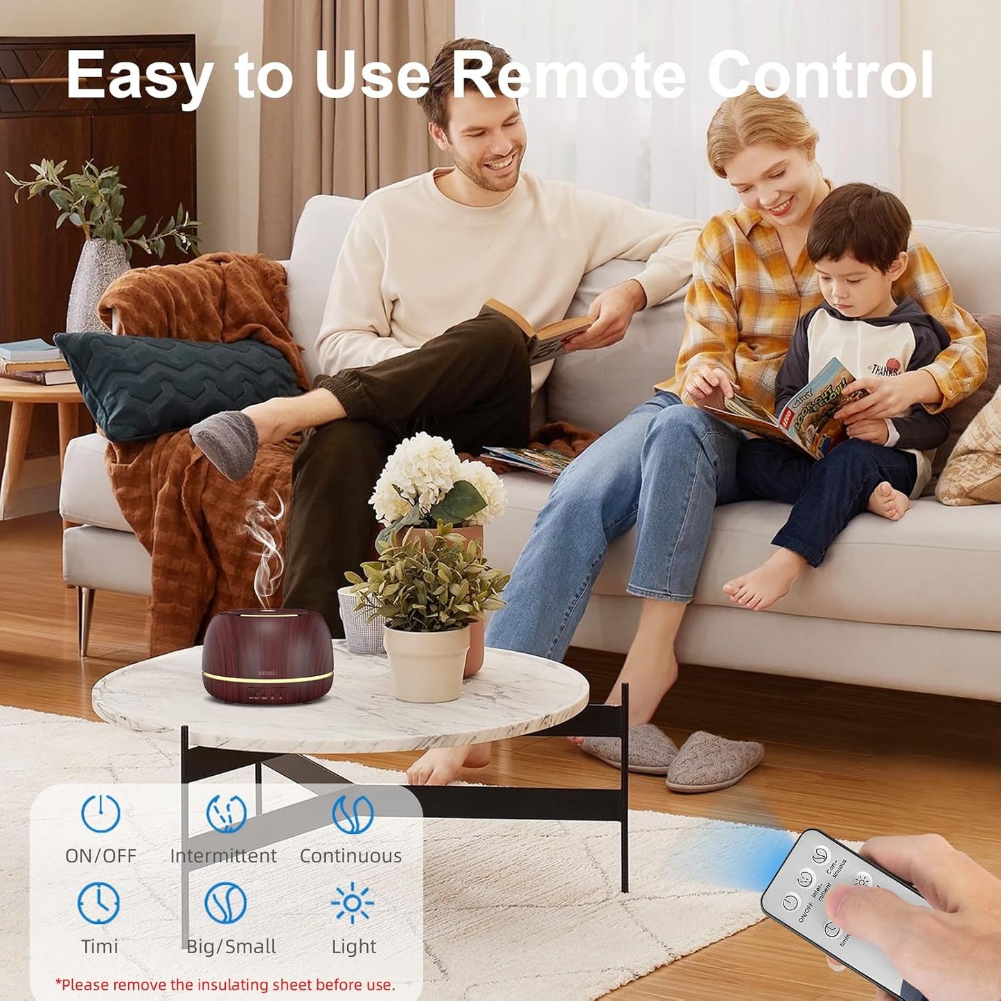 SEEDSEEL 300ML Essential Oil Diffuser,Ultrasonic Aromatherapy Diffuser, 7-Color Gradient Lights, Remote Control, 8 Hours Run Time, Suitable for Home,Office