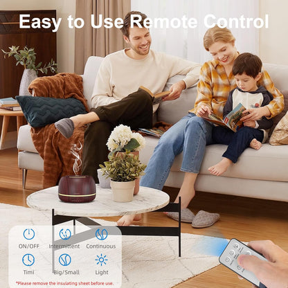 SEEDSEEL 300ML Essential Oil Diffuser,Ultrasonic Aromatherapy Diffuser, 7-Color Gradient Lights, Remote Control, 8 Hours Run Time, Suitable for Home,Office