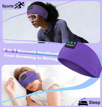 TOPOINT Sleep Headphones Headband Bluetooth 5.4, Sports Headband Earphones Sleeping Bluetooth Wireless with USB C for Women Men Sports Gifts Workout Jogging Yoga Insomnia Air Travel Meditation