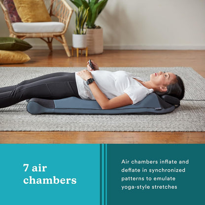 Homedics Fitness Stretching Mat with Air Compression, 3 Intensity | Air Compression Stretching Mat with Heat, 6 Programs, 3 Intensity Levels, Foldable Design, Removable Pillow
