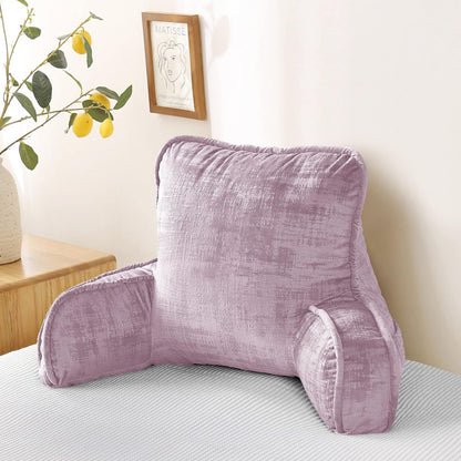 DIY Assembly Art Velvet Backrest Reading Bed Rest Pillow with Arms & Pockets, 18" H for Sitting in Bed Couch Sofa, Back Support Cushion with Removable Cover, 20"x18"x17", Aqua