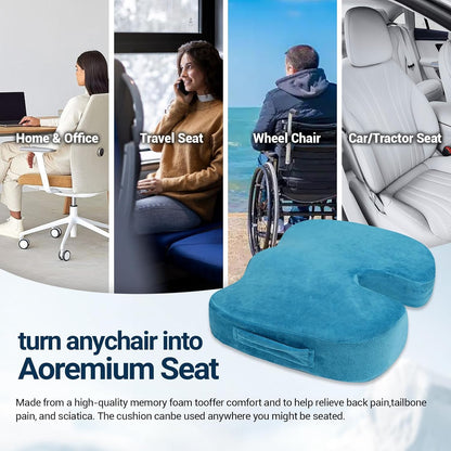 Season Guard Gel Memory Foam Seat Cushion for Tailbone Pain Relief, Black