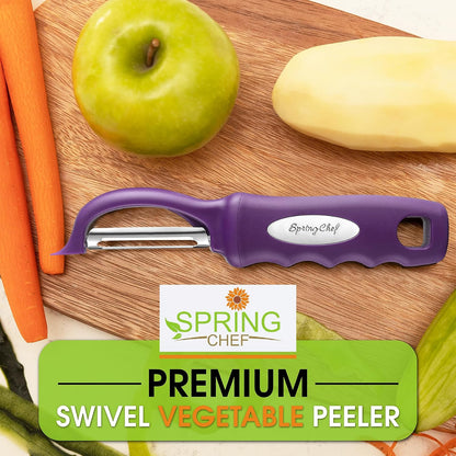Spring Chef Swivel Potato Peeler for Kitchen w/ Soft Grip Handle, Mango | Premium Vegetable Peeler w/ Sharp Stainless Steel Blades, Multifunctional Food Peeler for Apple, Carrot, Cucumber, Fruit