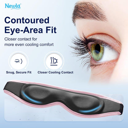 Cooling Gel Eye Mask for Puffy Eyes, Contoured Cold Compress for Eyes, Reusable Cold Eye Mask for Puffiness, Migraine & Tired Eyes, Post Surgery, Ice Gel Pack for Eye Care, Adjustable Strap (Blue)
