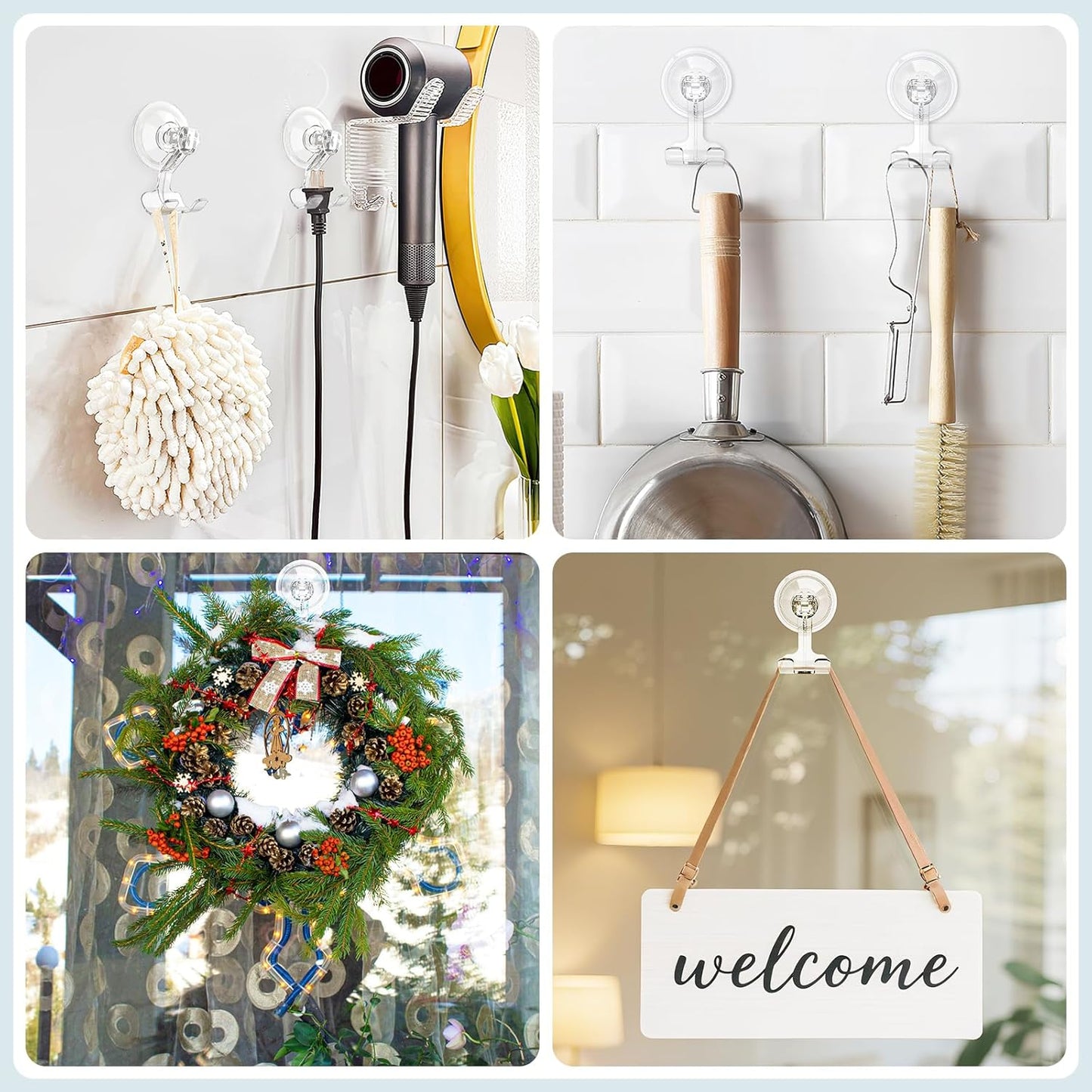 VIS'V Shower Suction Cup Razor Holder for His and Hers, Clear, 2 Pcs | Removable and Reusable, Clear Invisible Design, Locking Suction Technology, Dual Vacuum Suction, Fit for Smooth Flat Surfaces