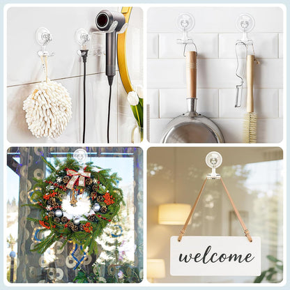VIS'V Shower Suction Cup Razor Holder for His and Hers, Clear, 2 Pcs | Removable and Reusable, Clear Invisible Design, Locking Suction Technology, Dual Vacuum Suction, Fit for Smooth Flat Surfaces