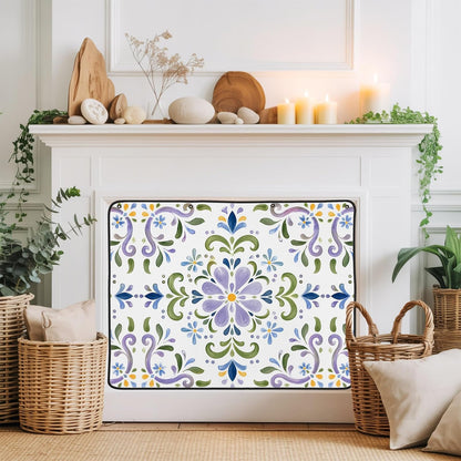 Magnetic Fireplace Cover Bird Branches Fireplace Screen Decorative Green Leaves Frame Insulation Fireplace Blocker Blanket Save Energy Fireplace Draft Stopper Covers for Living Room 45x34 Inch