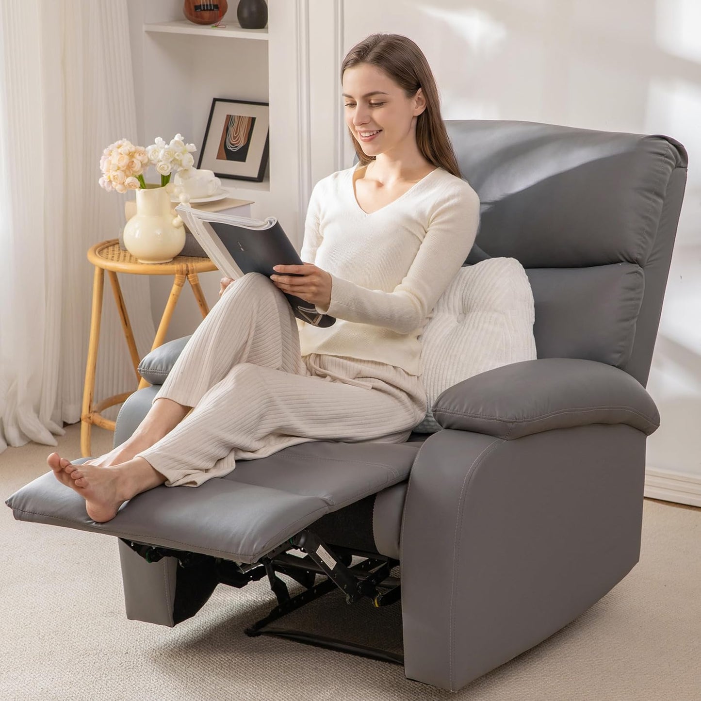 Lumbar Support Pillow for Recliner Chair/Accent Chair/Couch/Office Chair, Tufted Corduroy Back Support Cushion for Elderly, M-Shaped Recliner Cushions for Back Rest, Pain Relief, Reading, Dark Grey