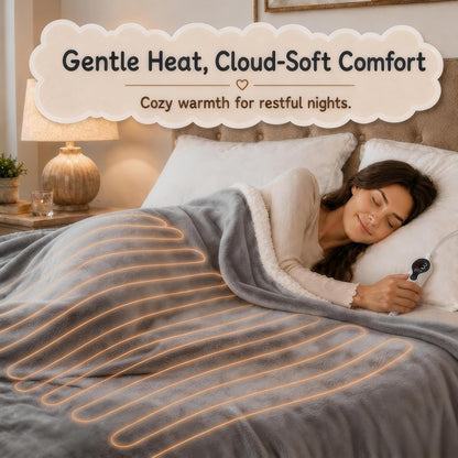 Soypipo Electric Heated Throw Blanket 50"x60", Faux Fur Plush with 4 Heat Settings & 2/4/8/10H Auto Shut-Off, Overheat Protection, Machine Washable, for Office & Chair, Dark Grey