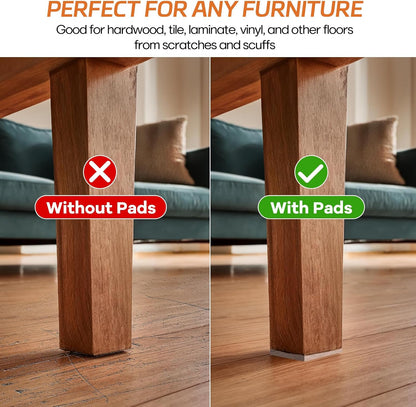 Felt Furniture Pads 10pcs 8" x 6" Adhesive Large Felt Pads, Cuttable | Chair Leg Pads, Hardwood Floor Protectors for Furniture, Black