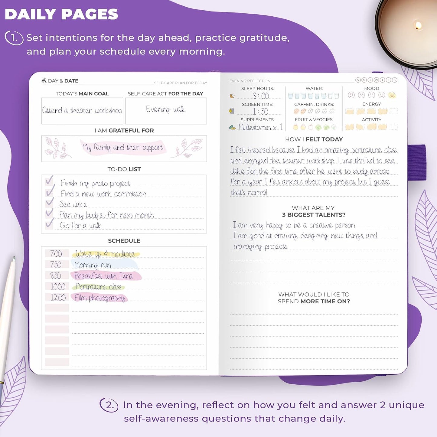 Clever Fox Self-Care Journal for Women, Daily Planner 5.8x8.3 Aquamarine | 3-month mental health journal, habit tracker, wellness journaling supplies for women & teen girls, gratitude & mood log