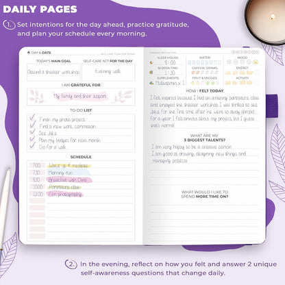 Clever Fox Self-Care Journal for Women, Daily Planner 5.8x8.3 Aquamarine | 3-month mental health journal, habit tracker, wellness journaling supplies for women & teen girls, gratitude & mood log