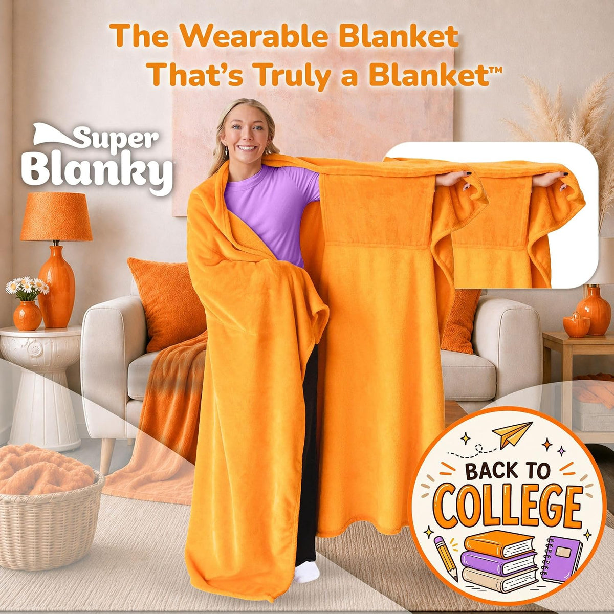 Super Blanky Wearable Blankets for Women & Men, Dorm Room Essentials, Gift for Her, Gifts for Women, Wife Birthday Gift Ideas