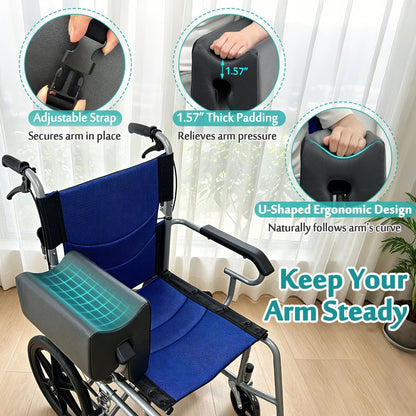 AOSSA Wheelchair Armrest Pad with Lateral Support, Arm Trough Cushion for Wheelchair Attachment, Ergonomic Arm Rest Elbow Pillow for Torso Side Leaning, Foam Arm Platform for Elderly (11")